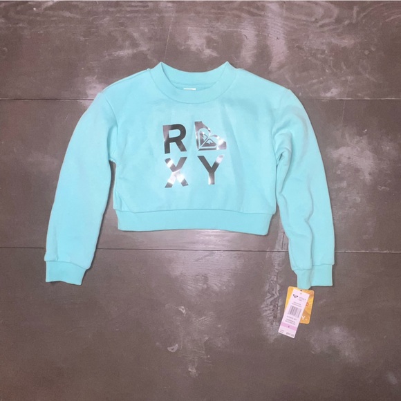 Roxy Teal Blue Silver Sweat Shirt Pull On Bell Pants Set Pullover Girls 6 NWT - Picture 5 of 8